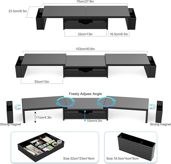 Spacrea Metal Desk Organizers and Accessories, Dual Monitor Stand Riser - Image 3