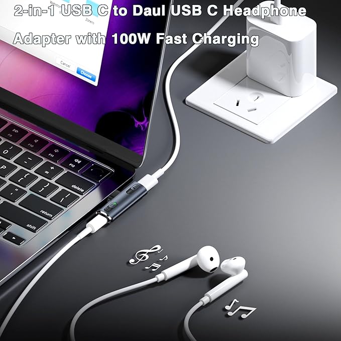 2-in-1 USB-C Splitter with 100W Fast Charging, Dual USB-C Ports - Image 3