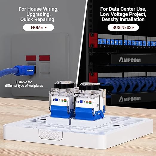 AMPCOM CAT6A UTP RJ45 Keystone Jack 50u Gold Plating Reusable Ethernet Wall Jack - Image 5