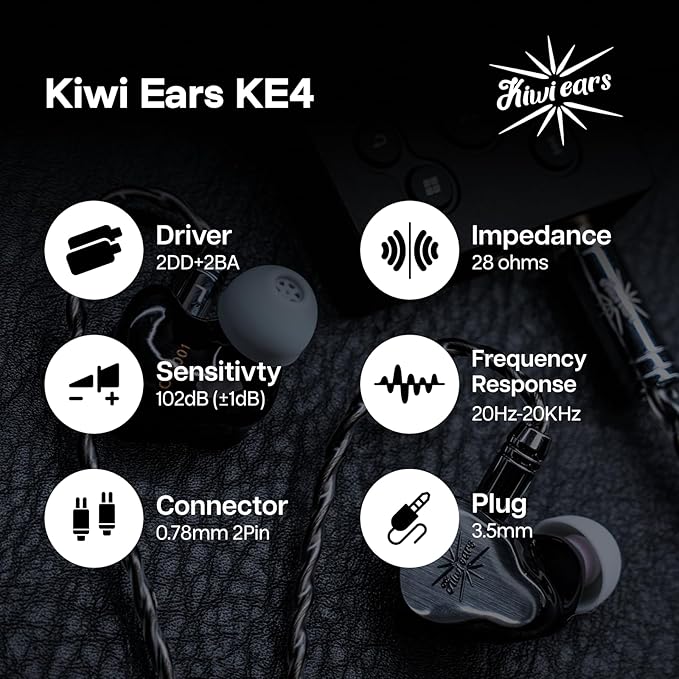 Linsoul Kiwi Ears KE4 in Ear Monitor, 2DD+2BA Hybrid Earphone, Gaming Earbuds - Image 7