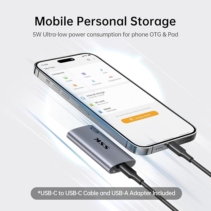 SSK 128GB SSD External Hard Drive, Portable SSD Up to 550MB/s Fast Solid State - Image 3