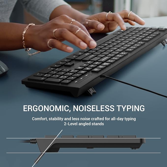 Computer Keyboard Wired, Plug Play USB Keyboard, Low Profile Chiclet Keys - Image 4