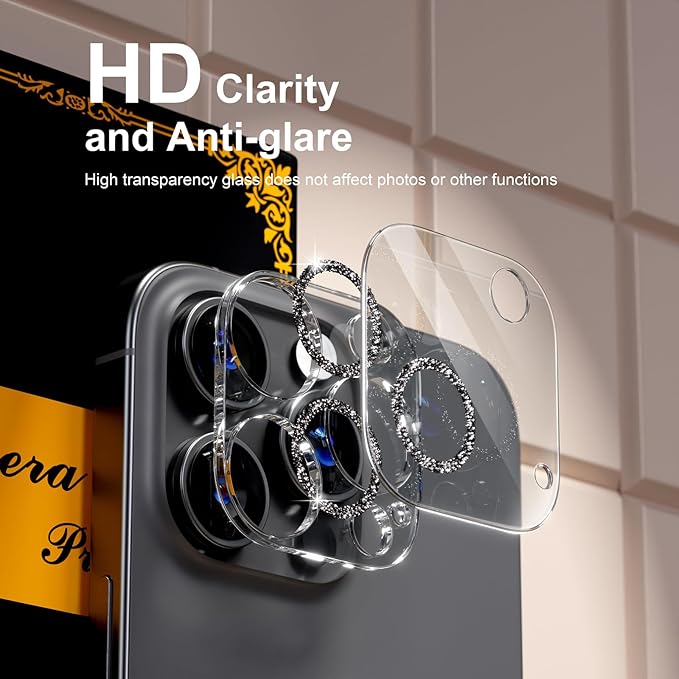 beuxece for 6 Pack iPhone 15 Pro/iPhone 15 Pro Max Camera Lens Protector 9H - Image 6