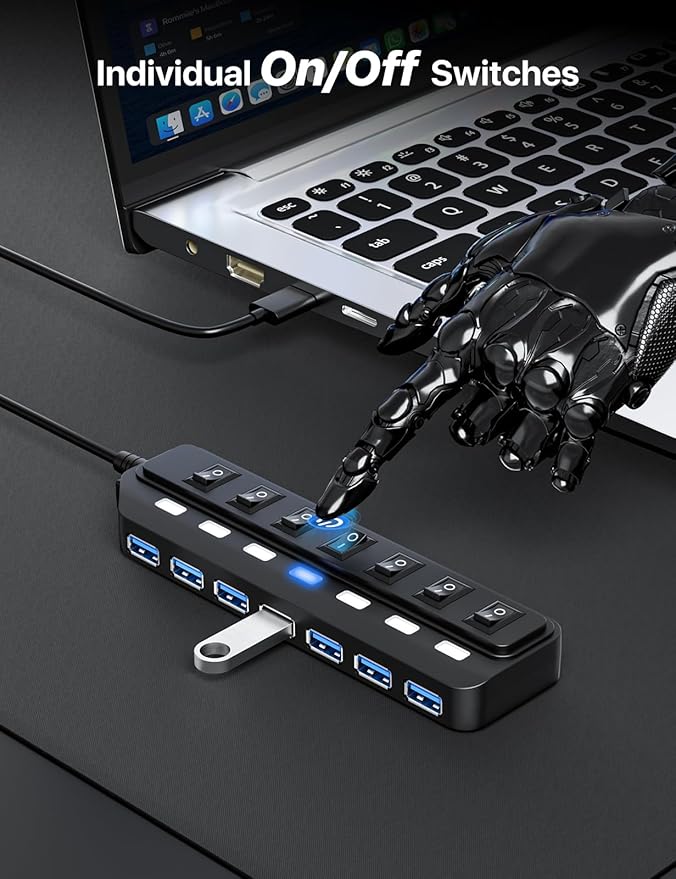 USB Hub 7 Port, USB 3.0 Hub Splitter - Image 4