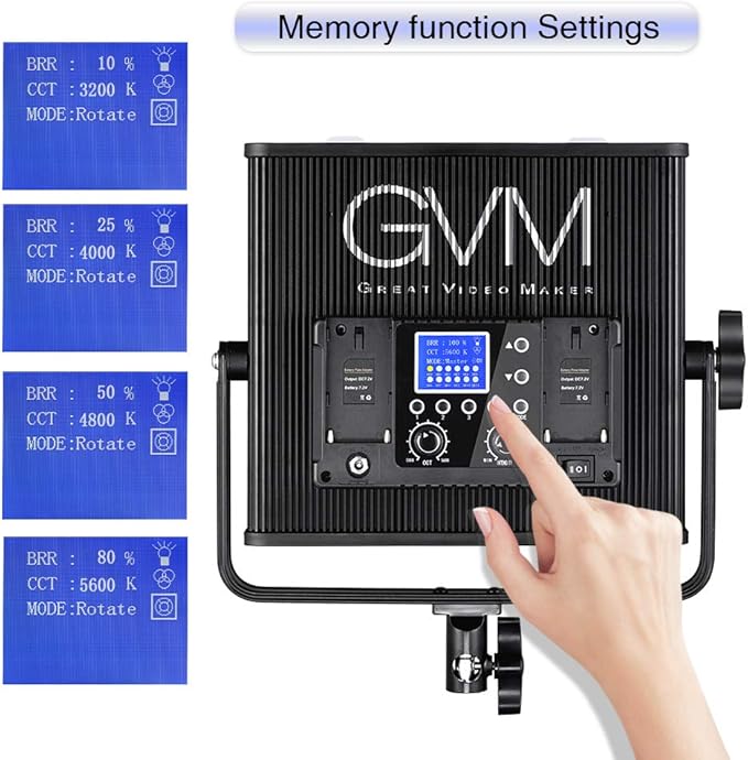LED Video Light GVM 672S CRI97+ TLCI97+ 22000lux Dimmable Bi-color 3200K-5600K - Image 4