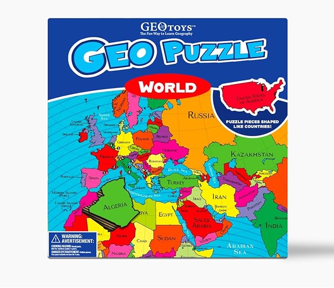 GeoToys GeoPuzzle, World Shaped Jigsaw Puzzles, Geography Game & Map Puzzle - Image 2
