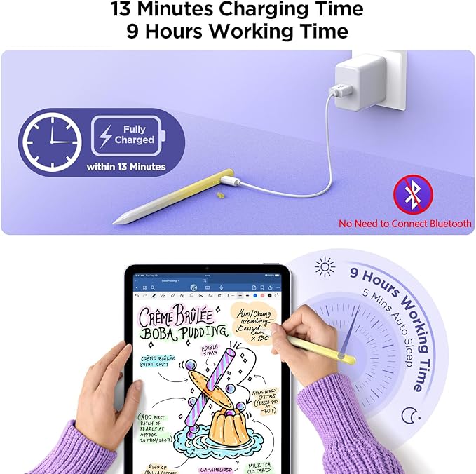 Apple iPad Pencil Alternative, 15Min Fast Charge, Palm Rejection & Tilt - Image 3