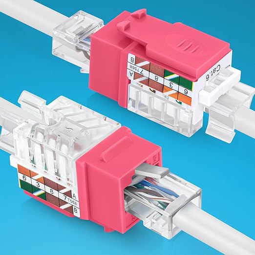 Everest 45° Angled RJ45 Cat6 Keystone Jacks 10-Pack in Pink - Image 8