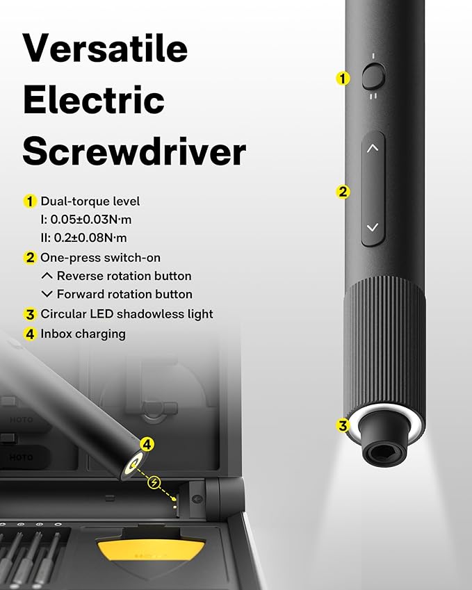 HOTO Precision Screwdriver Set, 110° Upright Workpad, Mini Electric Screwdriver - Image 4