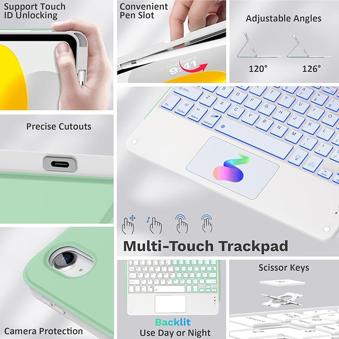 MoKo Touch Keyboard Case for iPad 11th Generation 11 inch 2025, iPad 10th - Image 3
