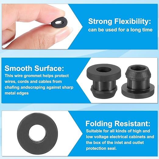 PATIKIL 7.5mm / 5/16 Inch Drill Hole, 3/16 Inch ID Rubber Grommets - Image 3