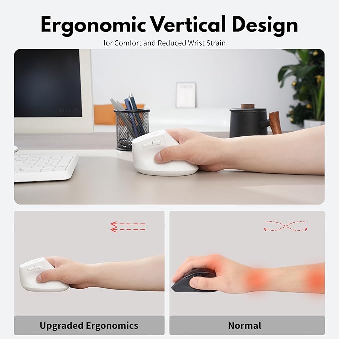 Vertical Wireless Mouse, Rechargeable Mouse - Image 3