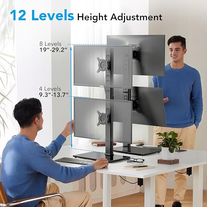 AX WABER Dual Monitor Stand Vertical Stack Screen Free-Standing Desk Mount Arm - Image 3