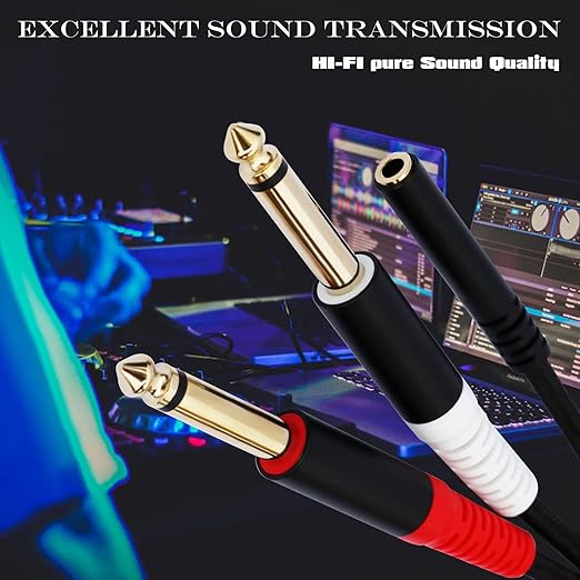 3.5mm to 1/4 Adapter Cable, 3.5mm TRS Female to Dual 1/4 inch TS Male Y - Image 4