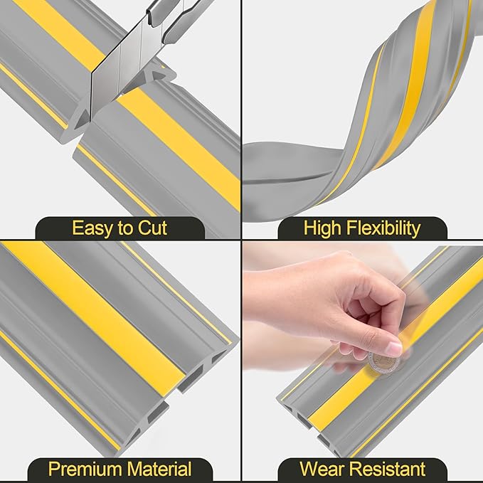 MYFAMIREA 10FT Floor Cord Cover Heavy Duty Cable Cover Protector 3 Channels - Image 4