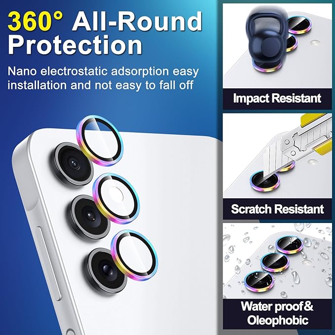 for Samsung Galaxy A16 Camera Lens Protector, Individual Metal Ring Tempered - Image 3
