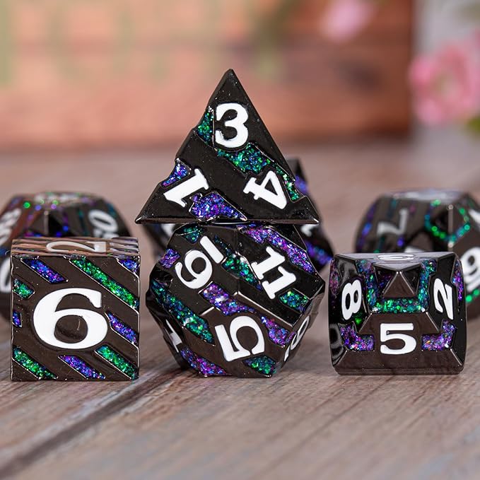 Dungeons and Dragons Dice, Metallic Stripes Dice - Image 4