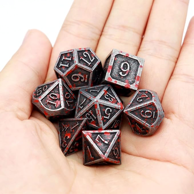 Haxtec Bloodstained Metal DND Dice Set Blood Polyhedral D&D Dice Compatible - Image 7
