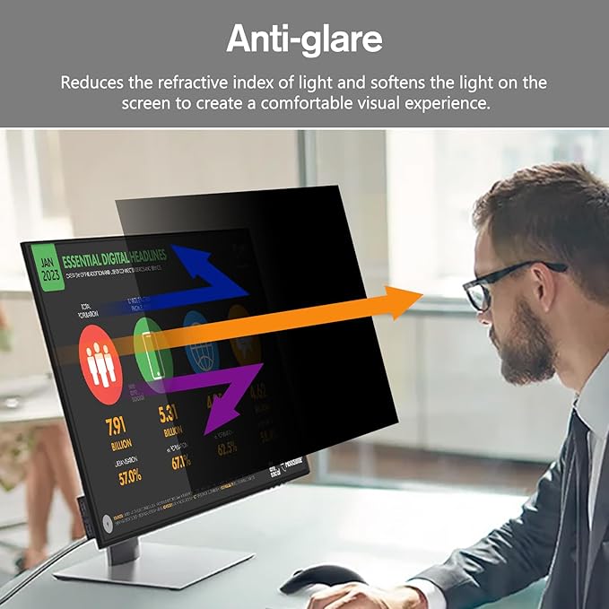 BERSEM 27 inch Removable Computer Privacy Screen Filter - Image 3