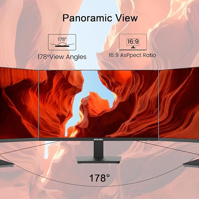 SANSUI Monitor 24 Inch 100Hz PC Monitor, HDMI VGA Ports VESA Mount, FHD - Image 3
