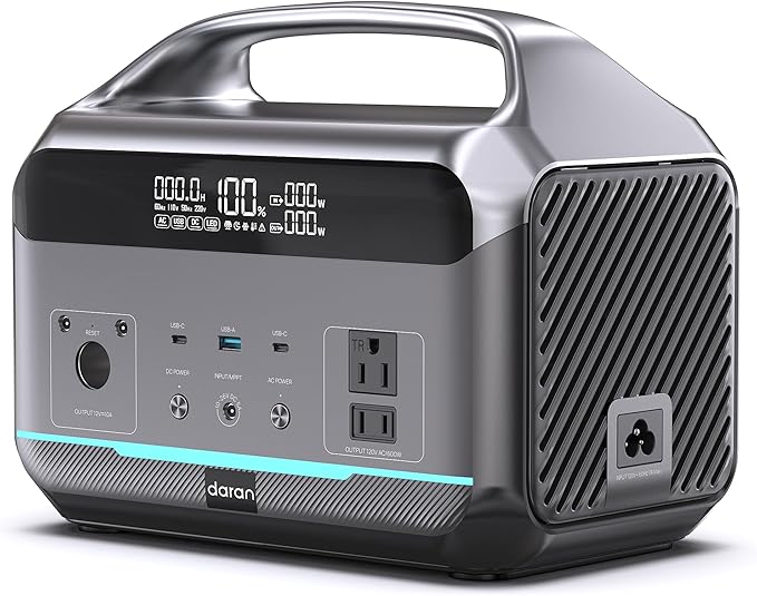DaranEner Portable Power Station, Outdoor 288Wh LiFePO4 Battery, 600W AC Outlets by DaranEner