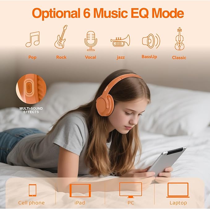 MIDOLA Bluetooth Headphones Over Ear 68H Playtime 6 EQ Wireless Headset - Image 4