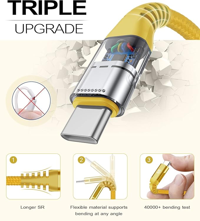sweguard USB Type C Charger Cable iPhone 16 Charger Nylon Braided Cord - Image 4