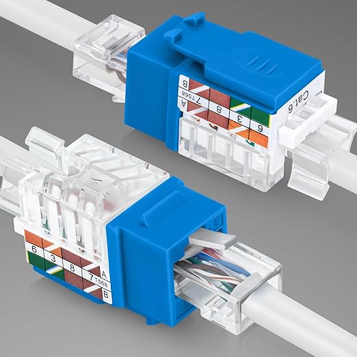 Everest 45° Angled RJ45 Cat6A Keystone Jacks 20-Pack in Blue - Image 8