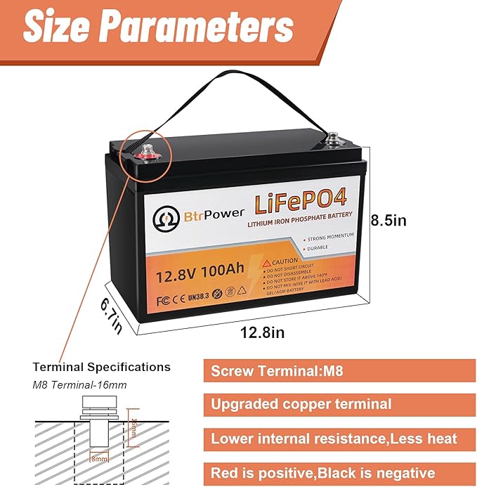 4 Pack 12V 100Ah LiFePO4 Deep Cycle Battery, Support 4S4P, Built-in 100A BMS - Image 2