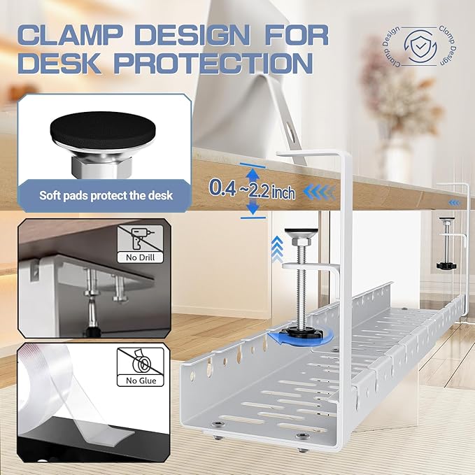 Shikha Under Desk Cable Tray, 15.7"-30.7" Retractable Under Desk Cable - Image 6