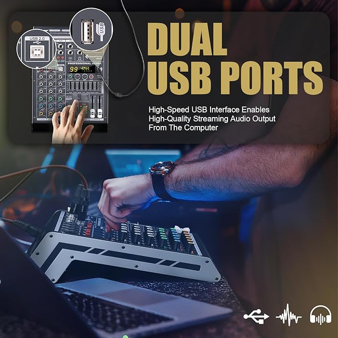 Professional Audio Mixer 4 Channel Sound Board Console System 99 DSP DJ Mixer - Image 6