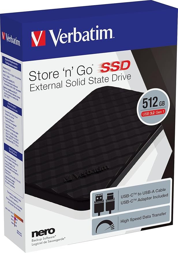 Verbatim 512GB Portable SSD External Hard Drive Store ‘n’ Go USB 3.2 Gen 1 - Image 6