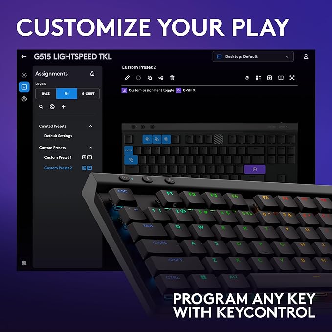 Logitech G515 Wireless Gaming Keyboard TKL, LIGHTSYNC RGB, Thin Tenkeyless - Image 8