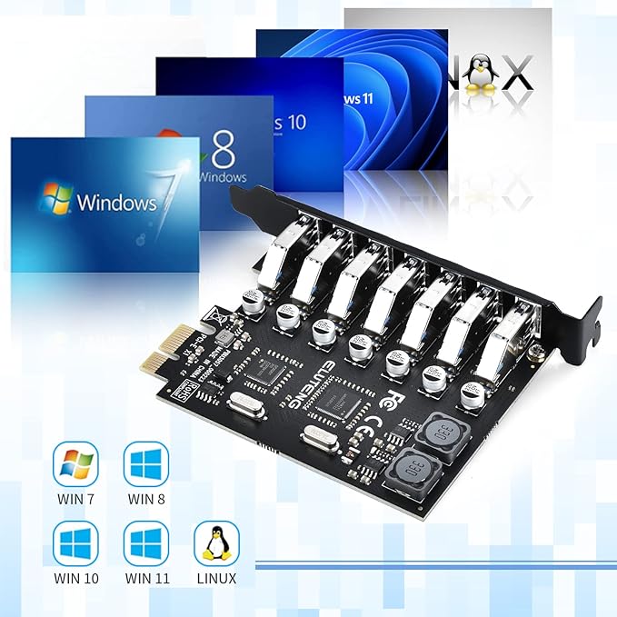 ELUTENG PCIE USB 3.0 Card 7 Ports PCI Expree to USB Expansion Card Super Speed - Image 5