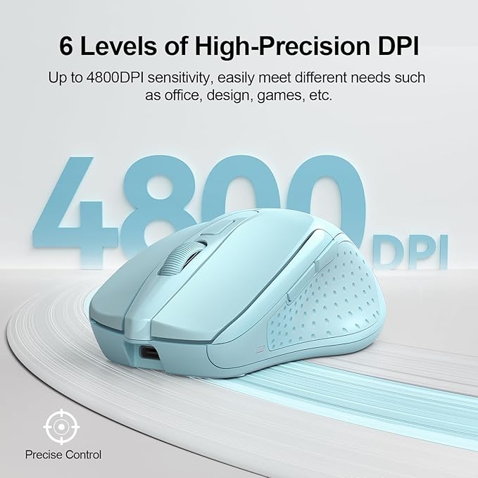 TECKNET Wireless Mouse Rechargeable 4800 DPI Silent USB A & Bluetooth Mouse 6 - Image 5