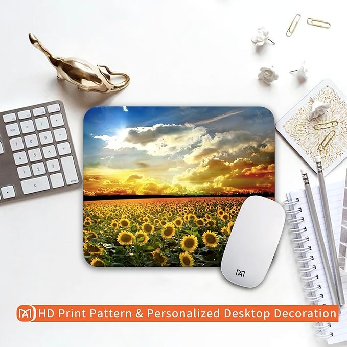 Square Mouse Pad Sunflower, Personalized Premium-Textured Custom Mouse Mat - Image 6