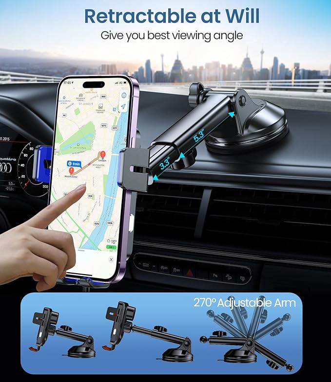 Wireless Car Charger, MOKPR 15W Fast Charging Auto-Clamping Car Mount - Image 4