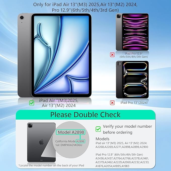 Keyboard Case for iPad Air 13 inch, iPad Pro 12.9 inch Magic Magnetic - Image 2