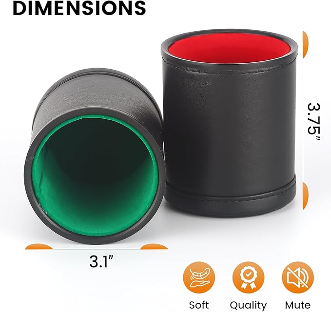 5 Pack PU Leather Dice Cups Velvet Felt-Lined Shaker Cups - Image 5