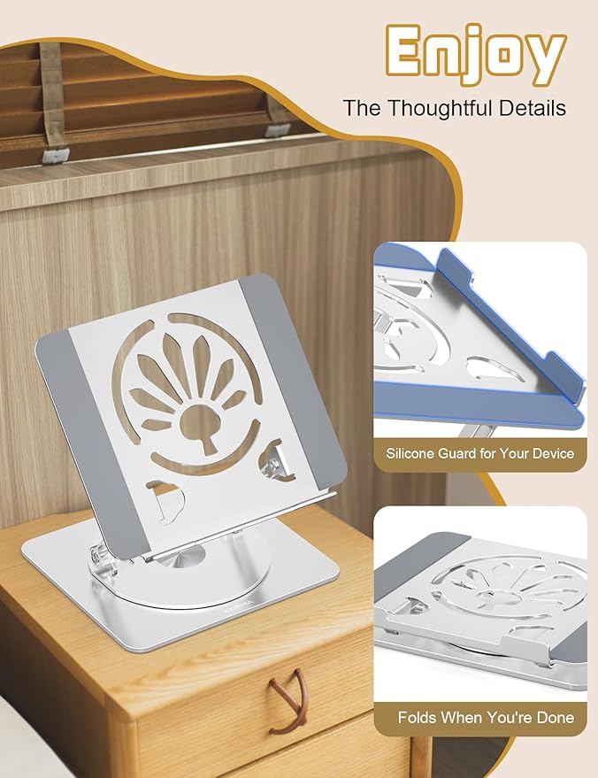Adjustable Laptop Stand for Desk-360° Rotating Foldable Laptop Holder Ergonomic - Image 4