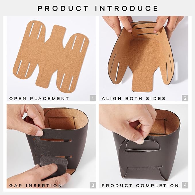HOMIEAZICOZI 2-Pack Cork Leather Desk Accessories Storage - Image 6