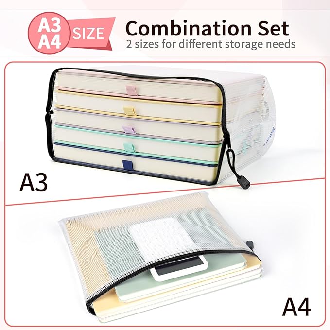 Umriox Mesh Zipper Pouch Bags, Large Storage Bags, Zipper Bags - Image 2