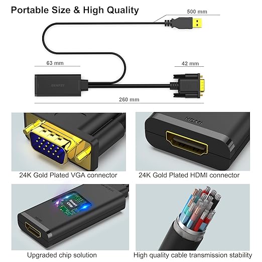 BENFEI VGA to HDMI Adapter, 1080P Converter - Image 6