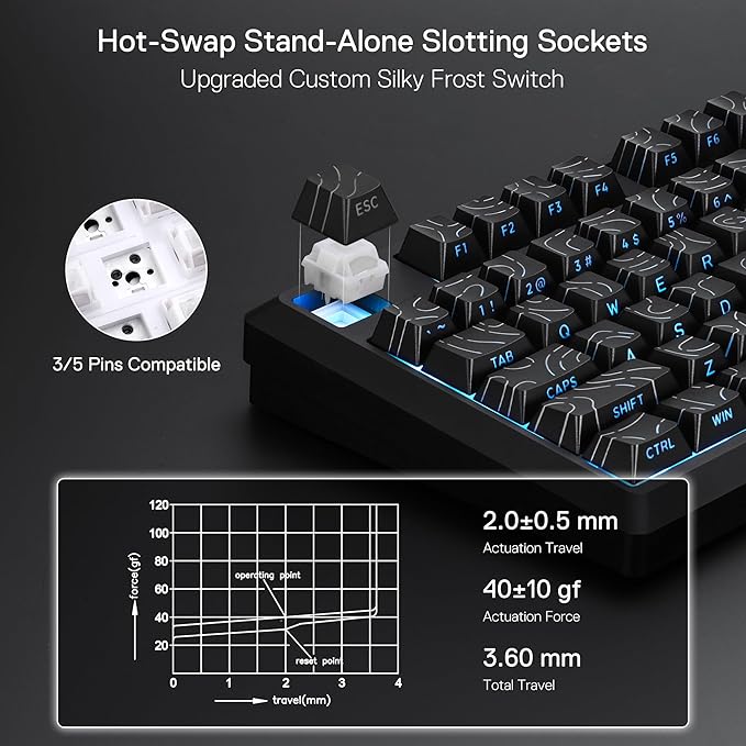 Redragon K737 PRO Wireless 87 Keys Gasket Gaming Keyboard, 80% Premium CNC - Image 6