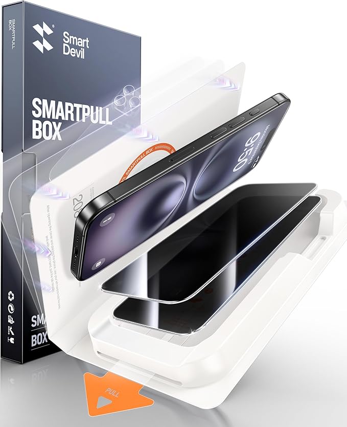 SMARTDEVIL 2 Pack for iPhone 16 Plus Privacy Screen Protector, Military Grade by SmartDevil