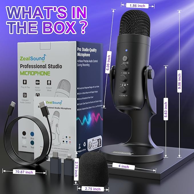 ZealSound USB Microphone, Condenser Computer PC Mic, Plug&Play Gaming - Image 7