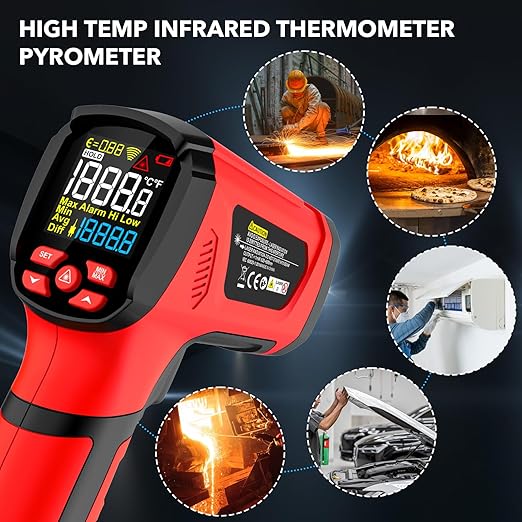 -40℉~2912℉ MESTEK Infrared Thermometer Temperature Gun, 50:1 Dual Laser High - Image 8
