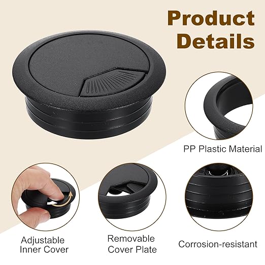 uxcell 8 Pcs 50mm Desk Grommet, Plastic Cable Hole Cover, Wire Cord Cable - Image 3
