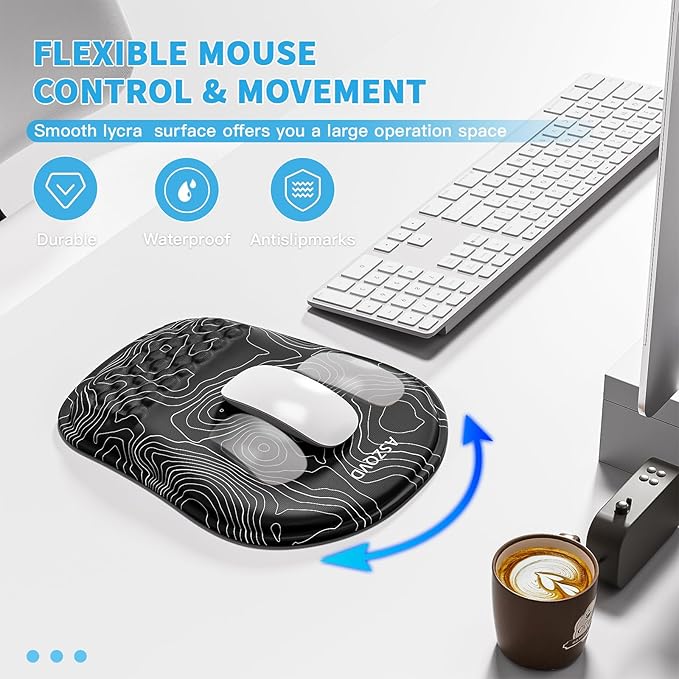 Mouse Pad with Wrist Rest, Ergonomic Mousepads with Wrist Support, Soft Lycra - Image 6
