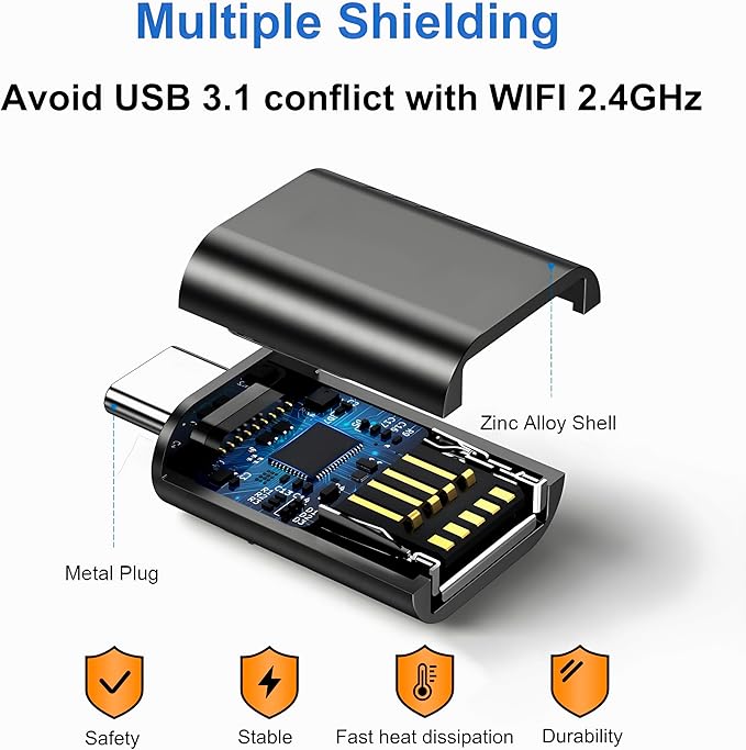 USB to USB C Adapter, USB-C Male to USB3.0 Female Adapter Thunderbolt 3 OTG - Image 3